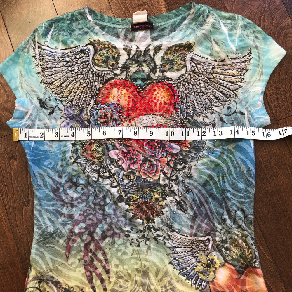 Pure Design Tee With Rhinestones Size L - Picture 5 of 6